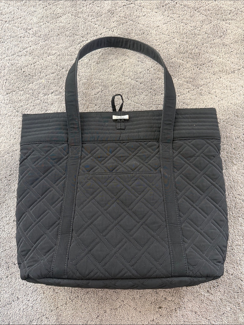 Vera Bradley Quilted Black Tote with Front Slip Pocket
